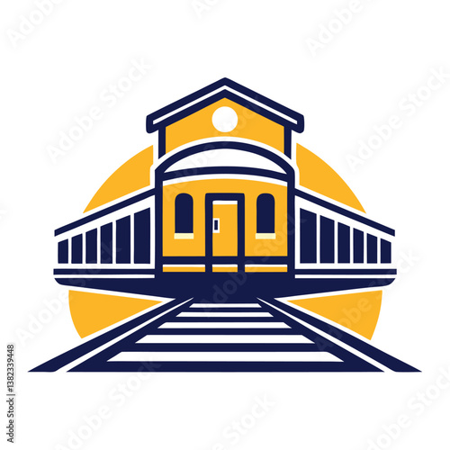 railway station logo vector design illustration