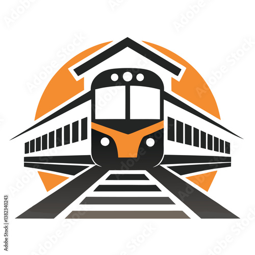 railway station logo vector design illustration