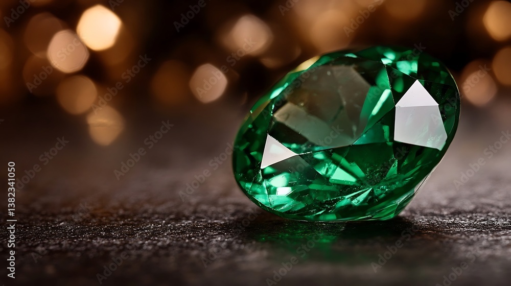 Fototapeta premium Sparkling Emerald Gemstone on Dark Background.