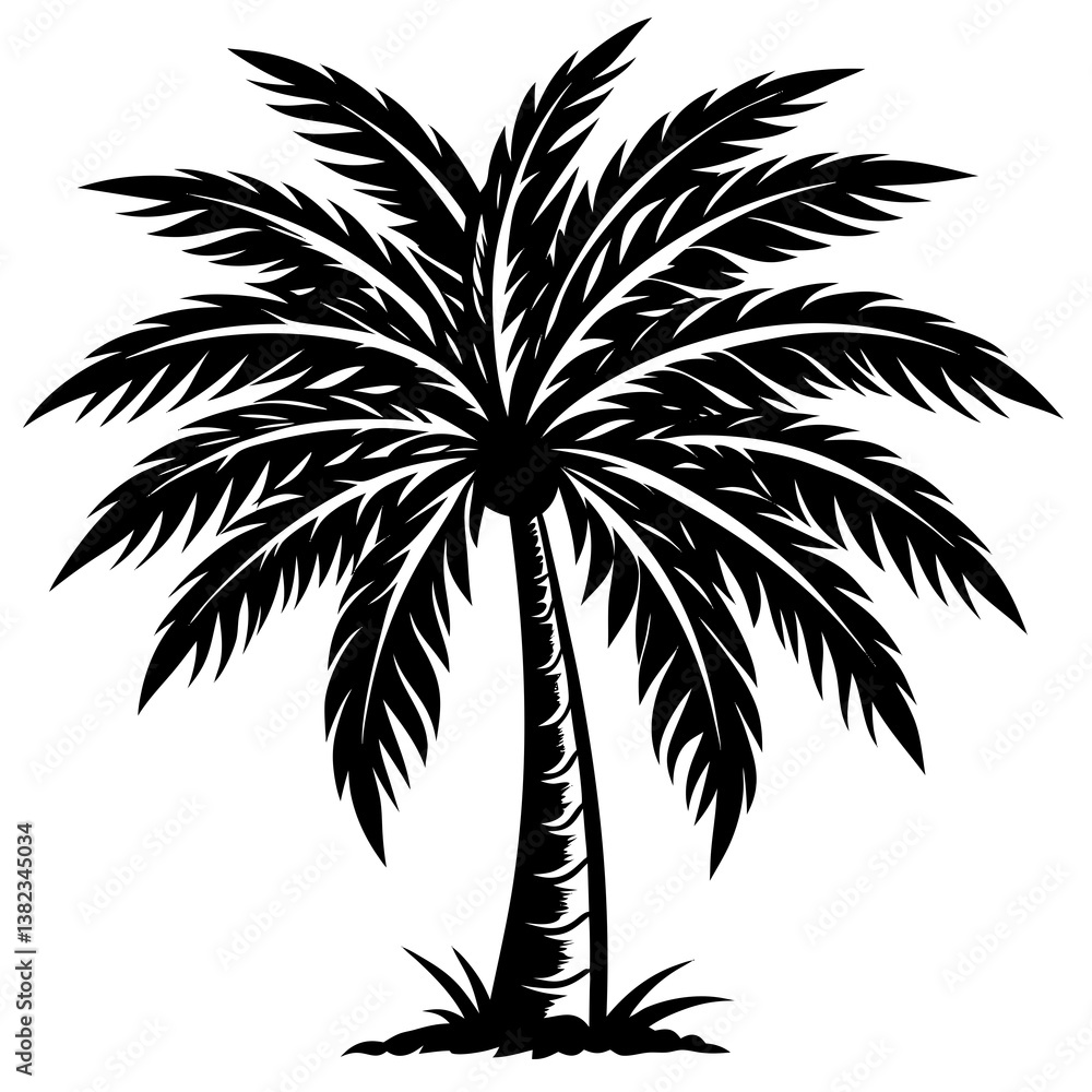 Obraz premium Minimal style cad tree line drawing, Side view, set of graphics trees elements outline symbol for architecture and landscape design drawing.