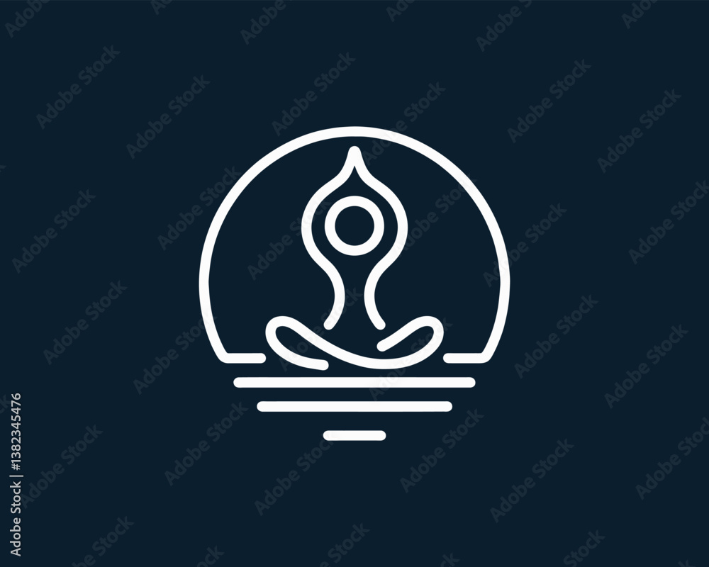 Obraz premium Yoga logo design icon symbol vector illustration. International yoga day. meditation, relaxation, and healthy lifestyle.