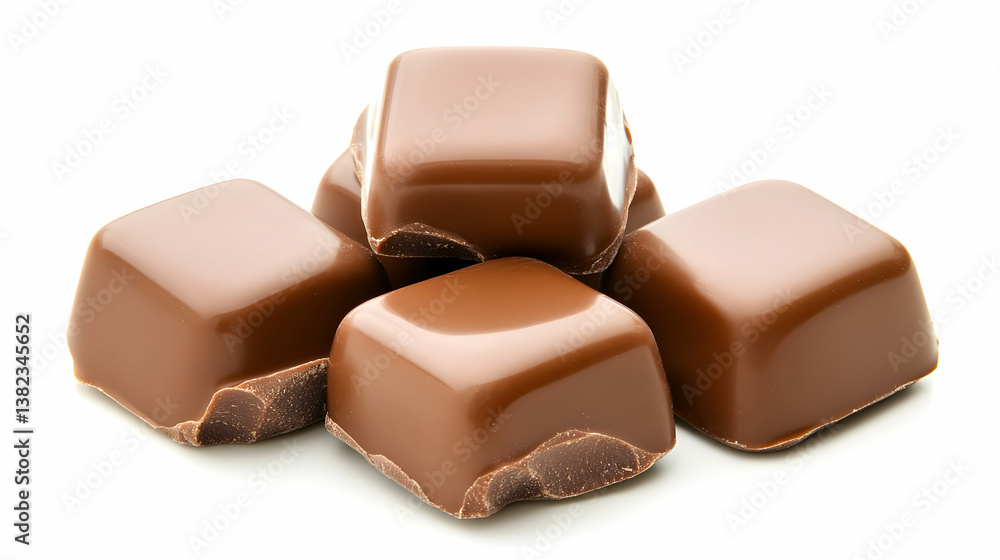 Isolated Milk Chocolate Bar Cubes on a White Background Isolated Milk Chocolate Bar Cubes on a White Background