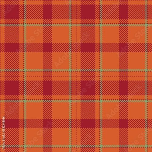 Elegant Rustic rouge & Cool brick orange Seamless Tartan Fabric Design