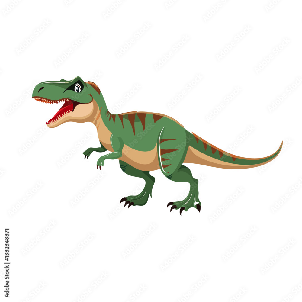 green vector tyrannosaurus rex dinosaur isolated on transparent background, cutout icon design