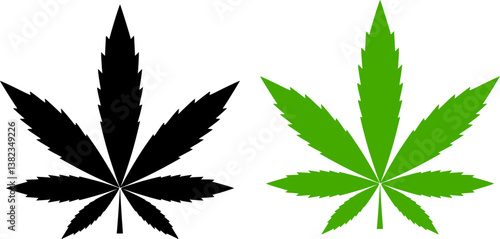set of Cannabis (marijuana) hemp leaf flat icon for apps and websites
