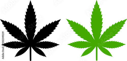 set of Cannabis (marijuana) hemp leaf flat icon for apps and websites

