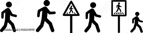 set of A person walking or walk sign flat vector icon for apps and websites
