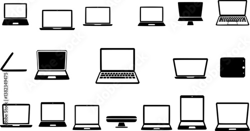 set of Laptop computer or notebook computer flat icon for apps and websites
