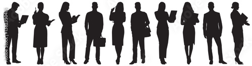 silhouette of business people standing in group