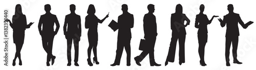 silhouette of business people standing in group