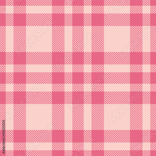 Vibrant rosy pink Seamless Tartan with Soft light rose accents Fabric Design