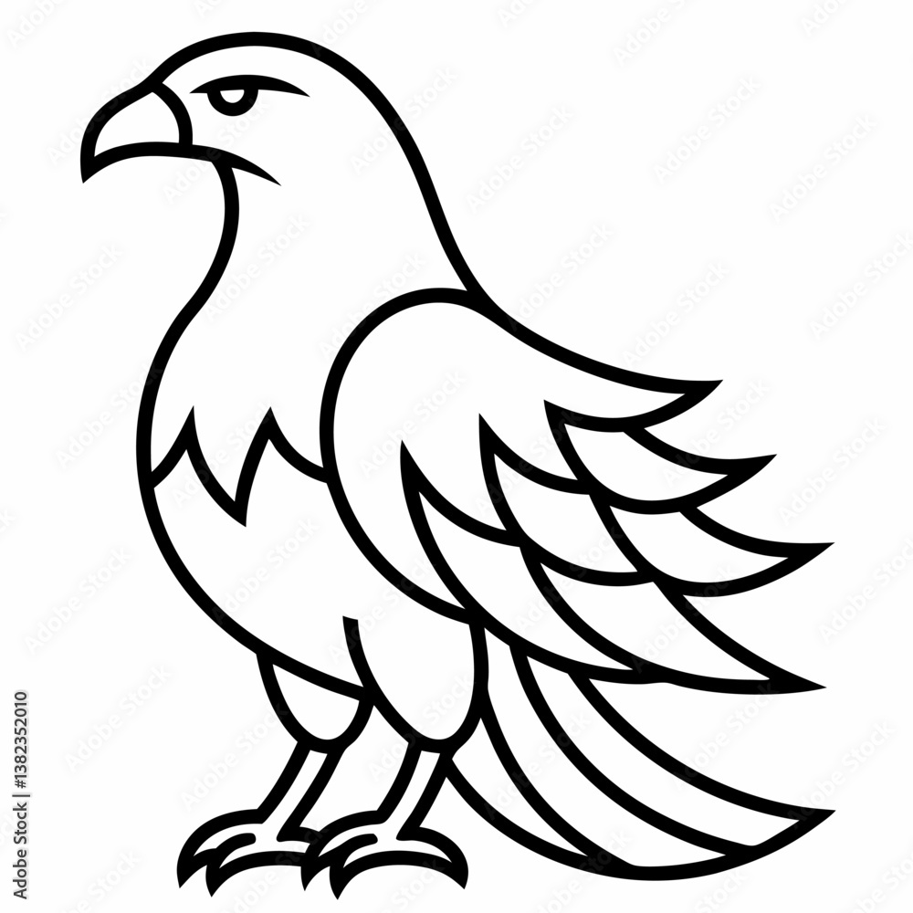 Obraz premium eagle-bird-line-art-on-white-background 