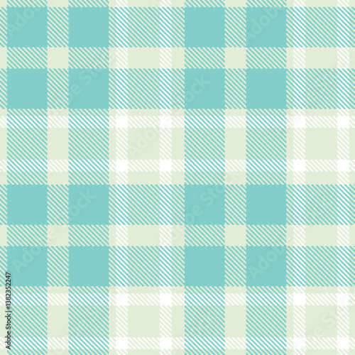 Wallpaper Mural Plaid pattern seamless. Soft off white & Bright pale teal Tartan Fabric Design.  Torontodigital.ca