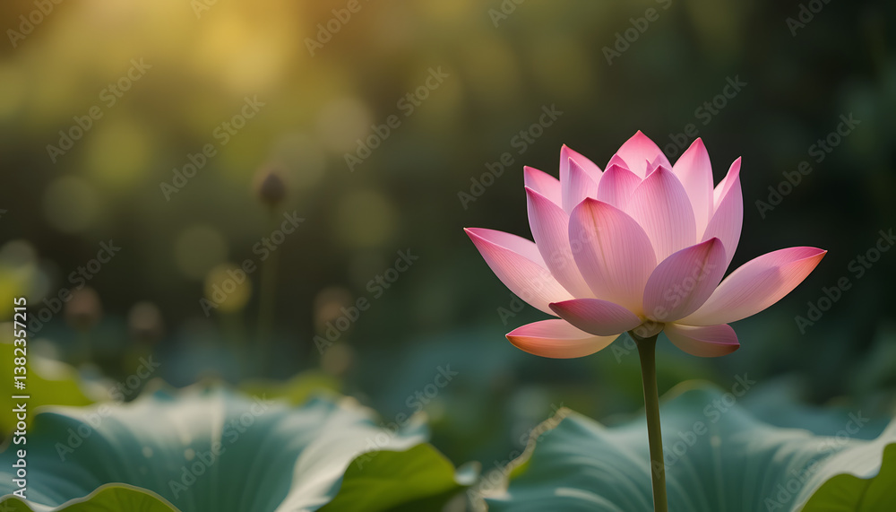 Fototapeta premium Serene Lotus Bloom at Dawn
