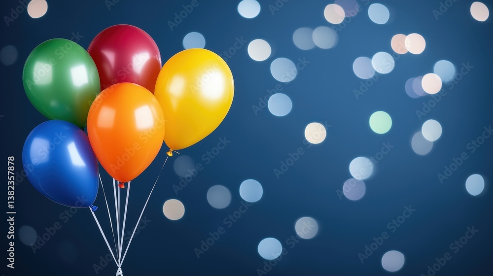 Colorful balloons against a bokeh background create a festive and cheerful atmosphere, perfect for celebrations and parties. Colorful balloons against a bokeh background create a festive and cheerful atmosphere, perfect for celebrations and parties.