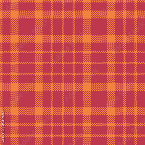 Elegant Seamless Tartan featuring Bright dusty orange and Classic rouge Fabric Design