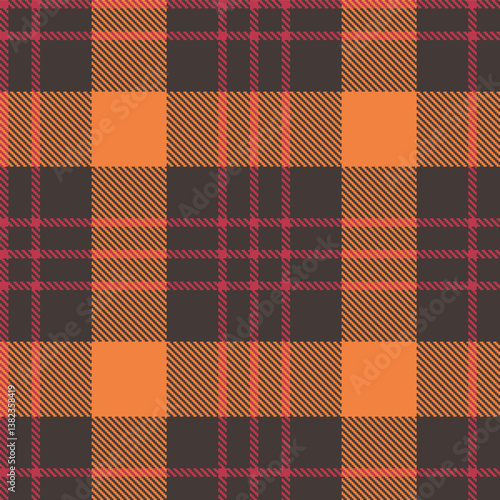 Smoky dark grey Seamless Tartan with Light rouge accents Fabric Design