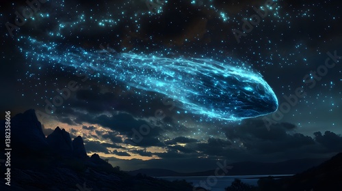 A bright planet in a starry space with nebula and galaxy