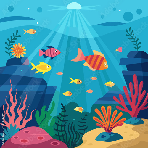 underwater world with fishes