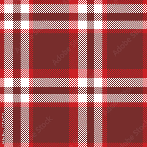Elegant Autumn scarlet & Bright white Seamless Tartan Fabric Design