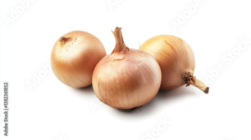 Wallpaper Mural Fresh onions arranged on a white surface showcasing their smooth skin and round shape for culinary use in various dishes, isolated on white background Torontodigital.ca