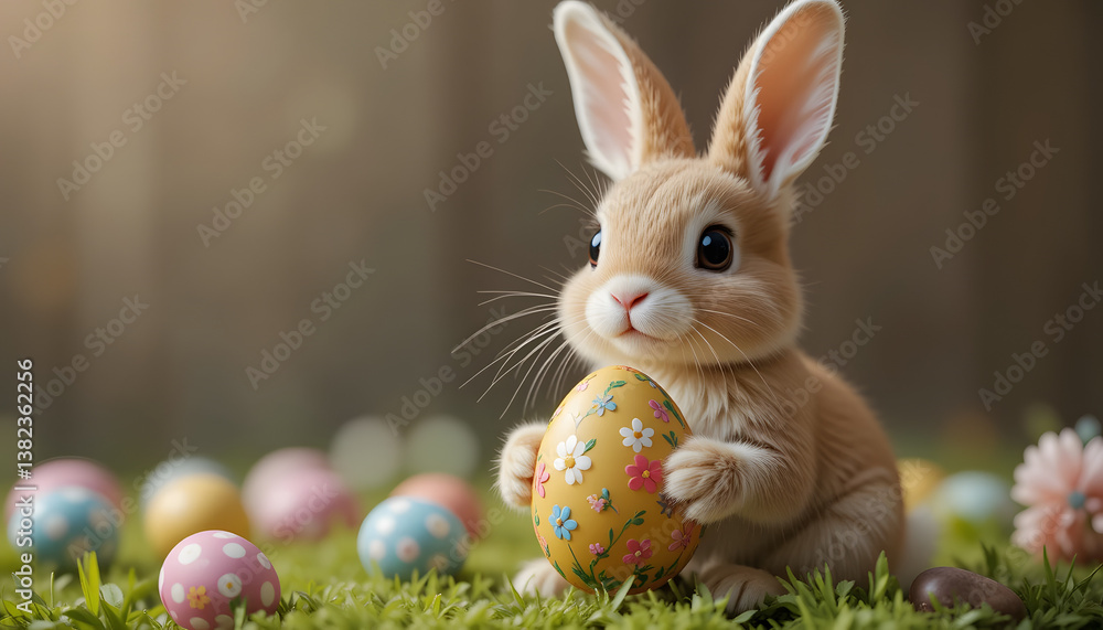Fototapeta premium Ideal Easter Bunny Illustration - Suitable for greeting cards, children’s merchandise