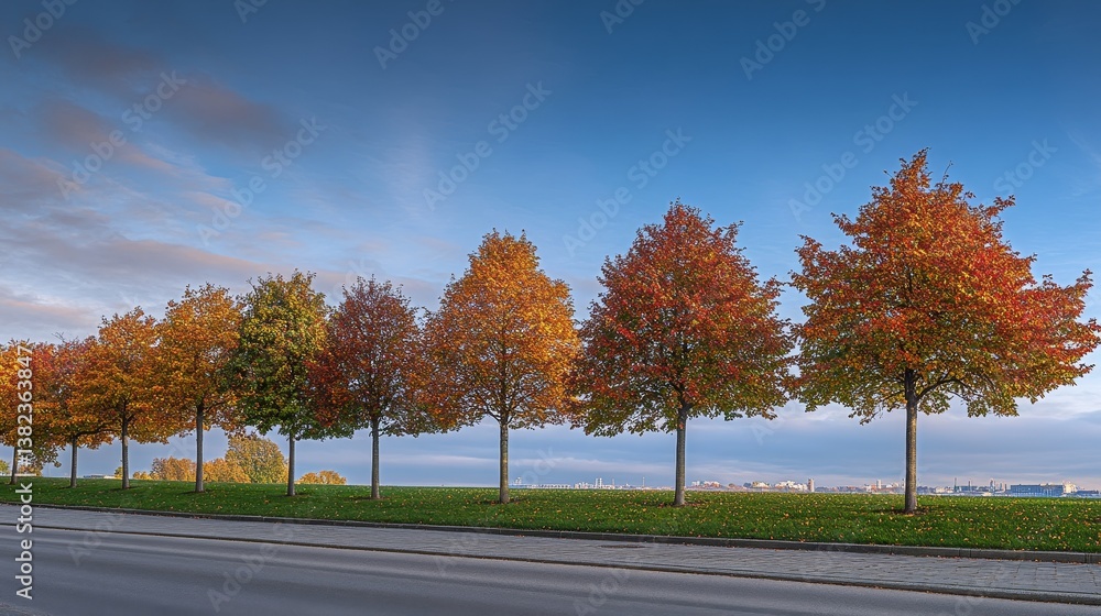Picturesque Autumn Scene of Trees with Vibrant Golden and Red Leaves in Germany - Ultra-Realistic High-Resolution Photograph Picturesque Autumn Scene of Trees with Vibrant Golden and Red Leaves in Germany - Ultra-Realistic High-Resolution Photograph