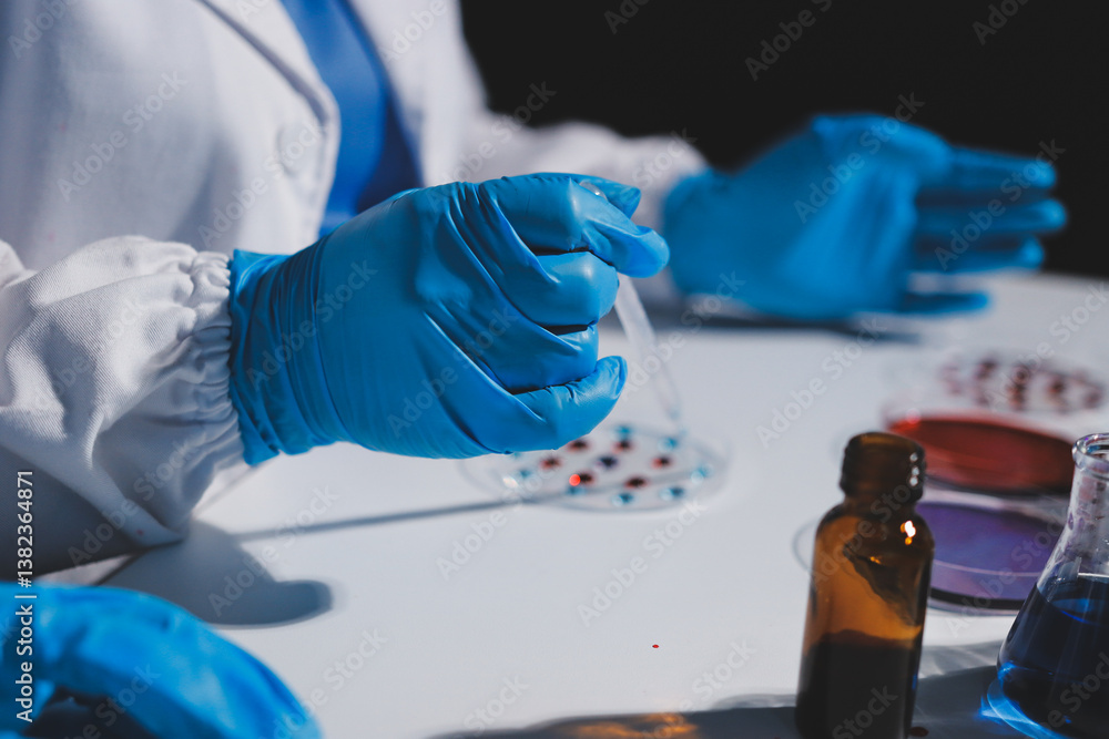 Researchers working in the clinical laboratory Researchers working in the clinical laboratory