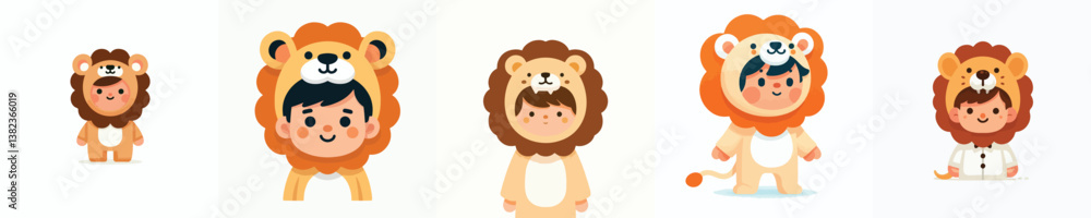 a set of vectors of boys wearing lion costumes a set of vectors of boys wearing lion costumes