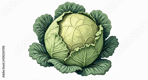 detailed of a whole of green cabbage