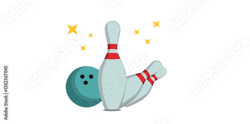 bowling ball about to hit a set of pins ready for a strike
