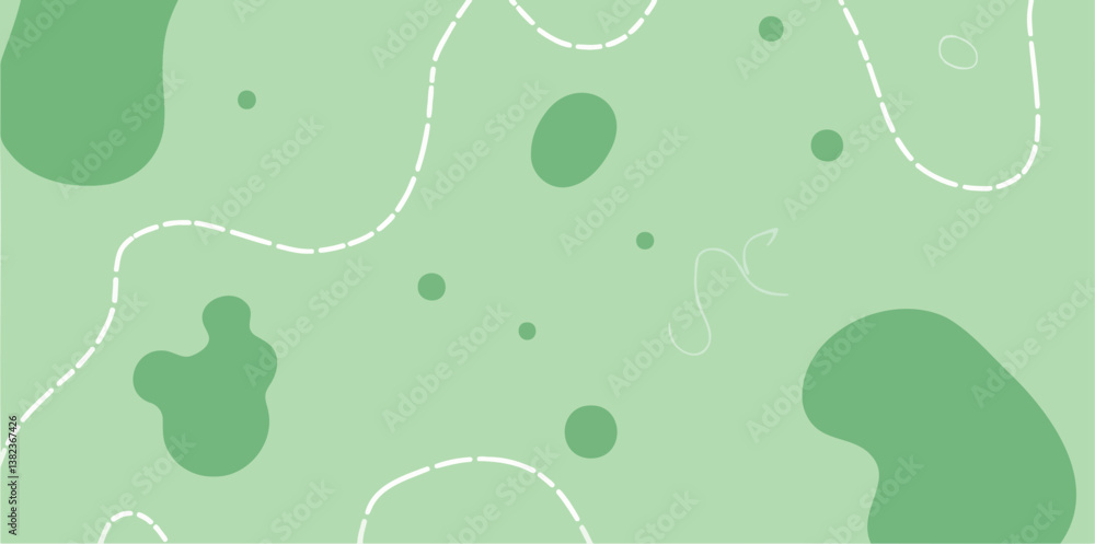 abstract background with pastel green shapes and white dashed lines