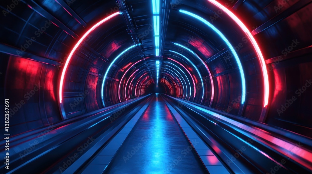 Neon Tunnel: A Futuristic Journey Through Vibrant Light and Reflective Surfaces Neon Tunnel: A Futuristic Journey Through Vibrant Light and Reflective Surfaces