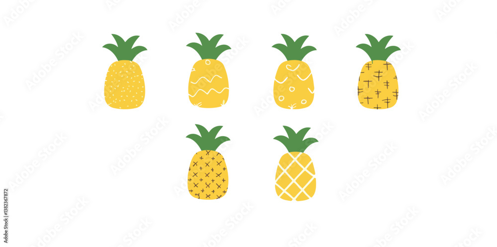 six stylish pineapples with various six stylish pineapples with various