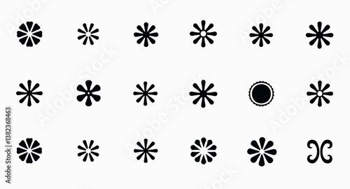 sixteen unique black and white floral designs