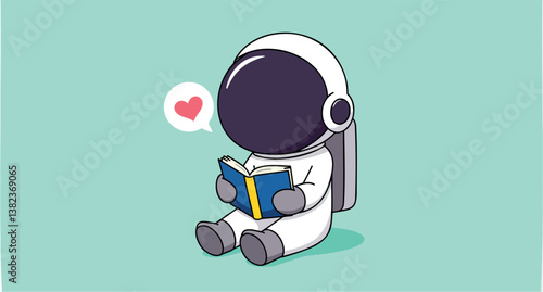 charming of an astronaut peacefully reading a book