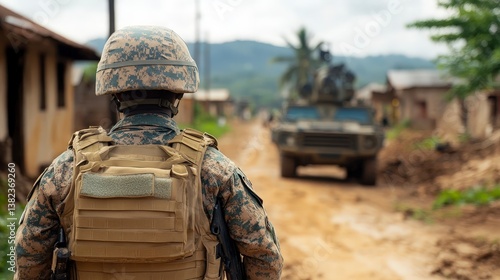 United Nations Peacekeepers Conducting Security Operations in a Remote Area