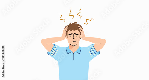 stressed man with his hands on his illustrating mental and physical strain