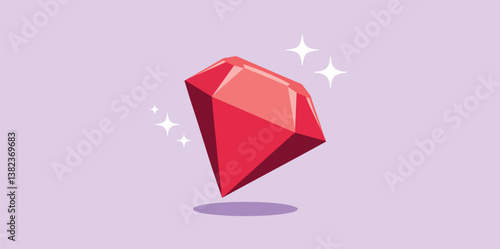 stylized red gemstone with sparkle effects