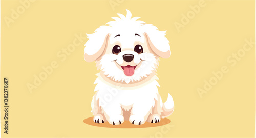 adorable fluffy white puppy sitting
