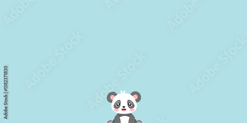 cheerful panda bear on a light-blue background