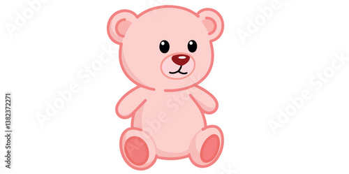 adorable pink teddy bear sitting