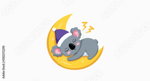 adorable koala sleeping on a moon