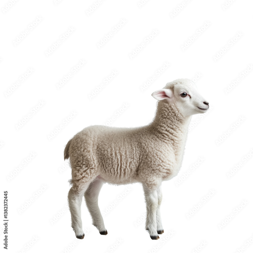 Fototapeta premium A Cute Lamb on Transparent Background