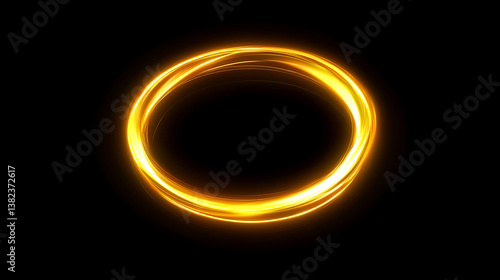 Obraz na płótnie Abstract yellow energy circle with glowing plasma on black background w salonie