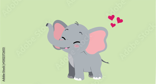 adorable cartoon elephant with hearts