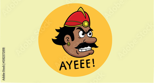 stylized cartoon with angry expression