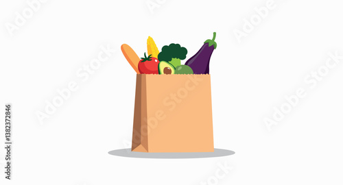 brown paper bag filled with fresh vegetables and bread