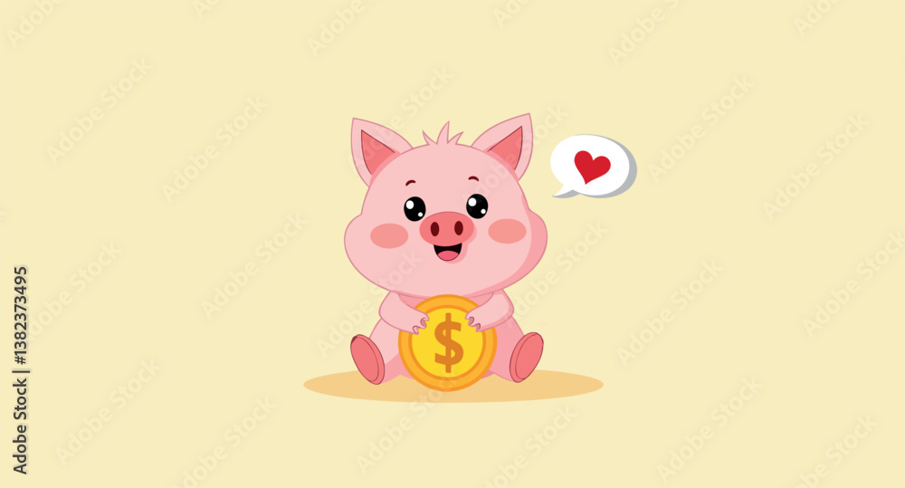 happy cartoon holding a gold coin
