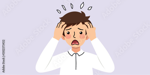 worried young man with hands on expressing stress and anxiety